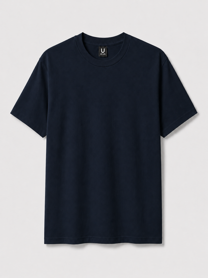 T-shirt ultra coton unisexe personnalisable UCraft bleu marine vue de face
