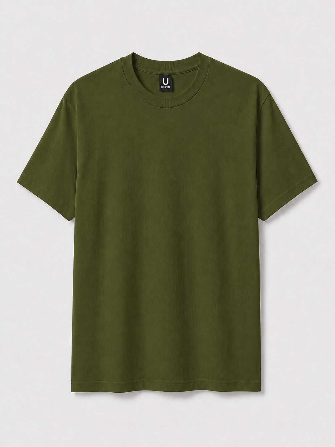 T-shirt ultra coton unisexe personnalisable UCraft vert militaire vue de face