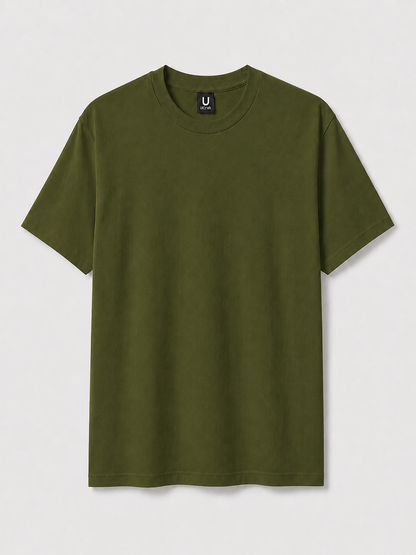 T-shirt ultra coton unisexe personnalisable UCraft vert militaire vue de face
