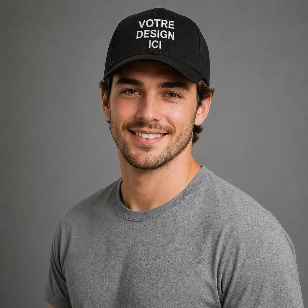 Casquette noire personnalisée avec broderie votre design ici - Ucraft